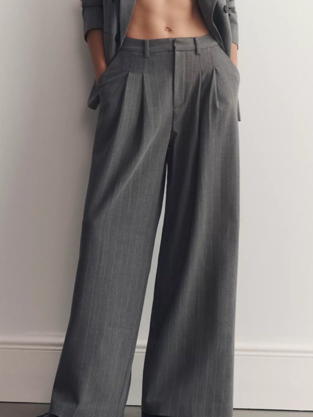 The Avery Striped Pleated Trousers by Maeve